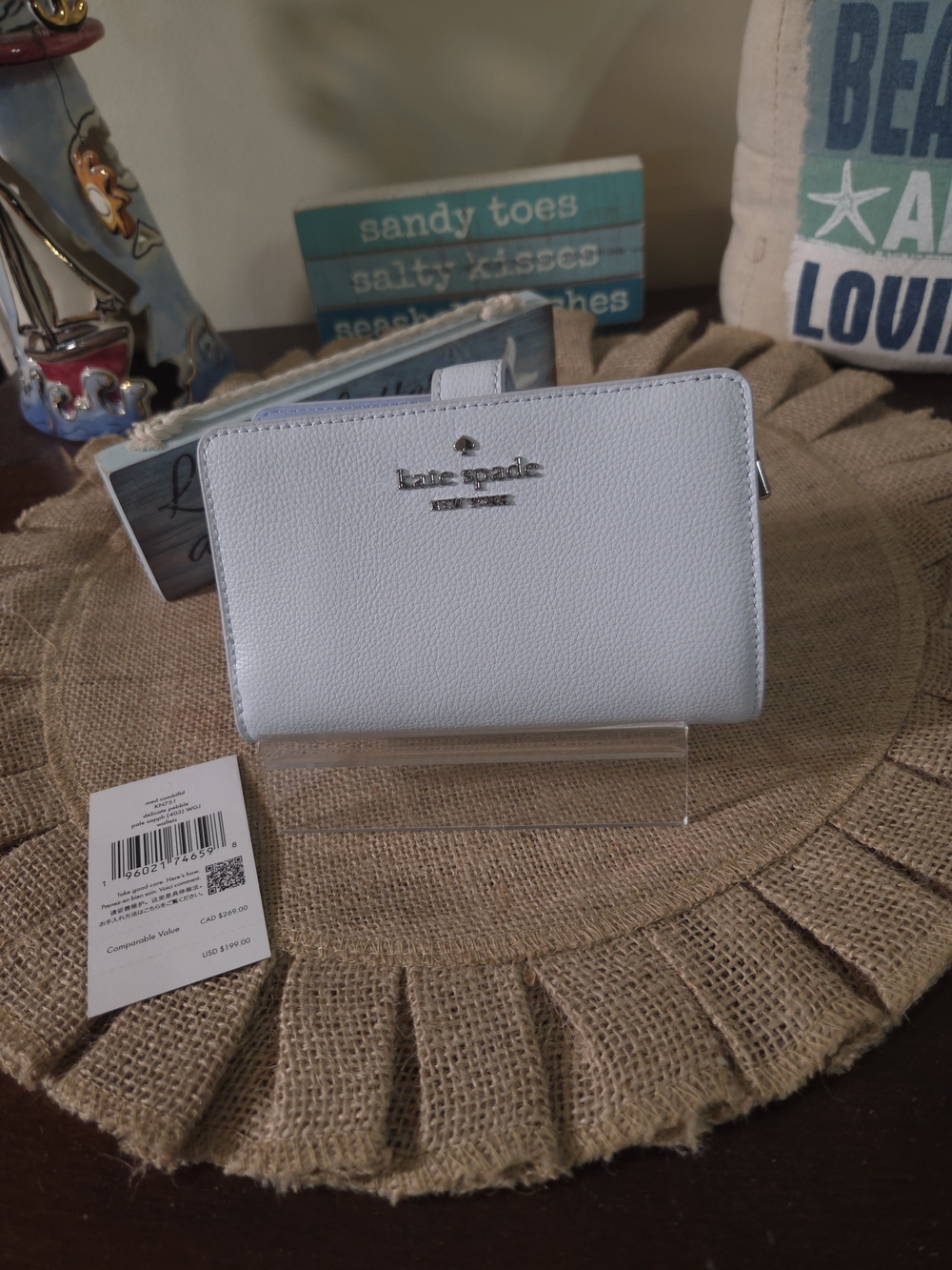 NWT Kate Spade Delicate Pebbled Pale Sapphire Wallet